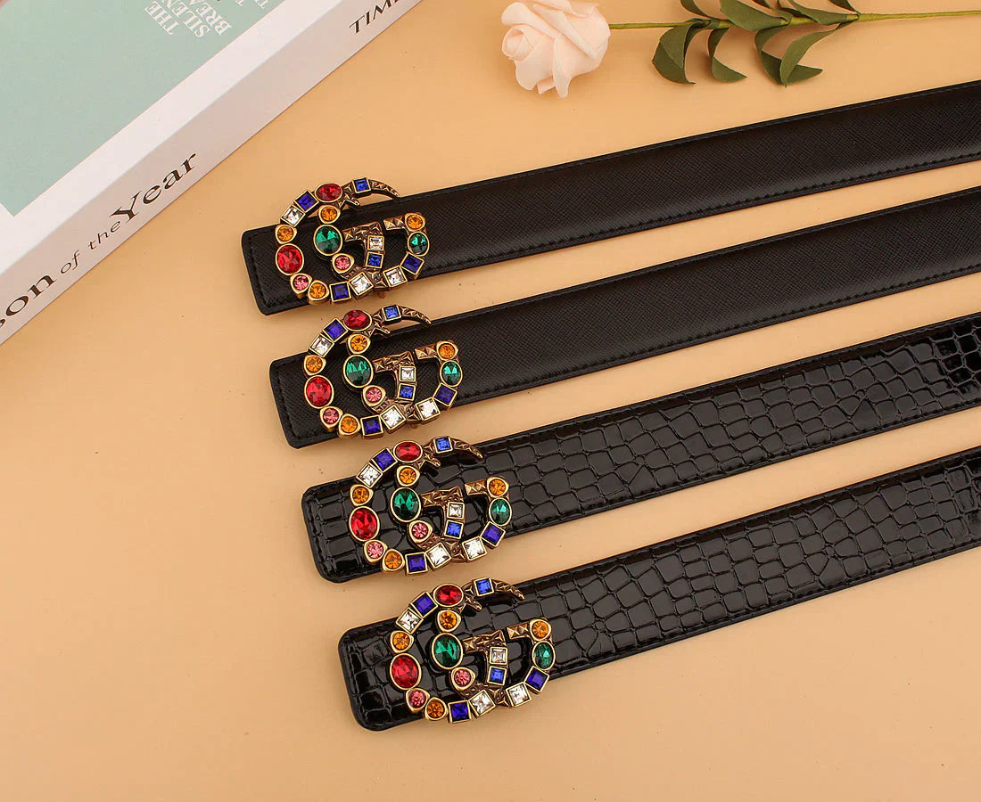 2   double G irregular colored diamond belts