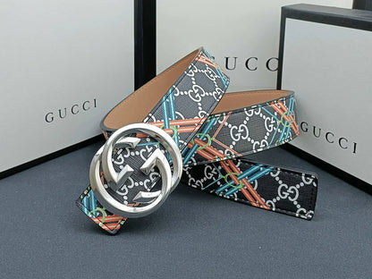 3 Colors double G stripe calico belt