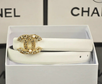 6-color   double C hollow-out LOGO pearl belt