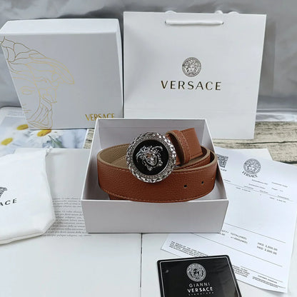 4 Colors   lion head double-sided lychee pattern belt